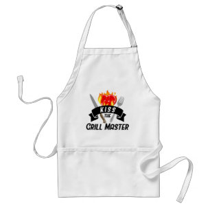 Kiss the Grill Master Flaming Heart Steak BBQ Adult Apron