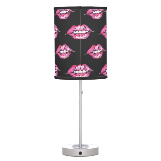 Kiss the Lips - Pink & Black Table Lamp (Back)