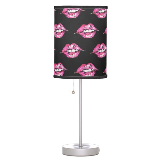 Kiss the Lips - Pink & Black Table Lamp (Right)