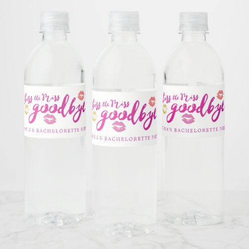 Kiss The Miss Bachelorette Water Bottle Labels