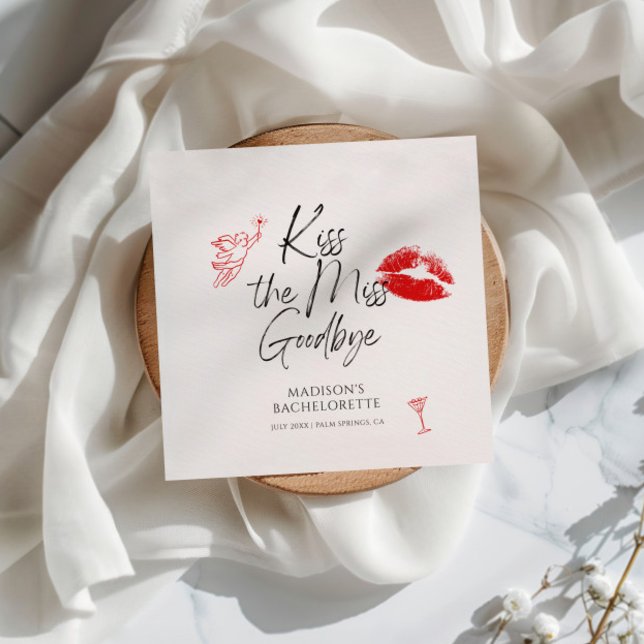 Kiss The Miss Goodbye Bachelorette Napkins (Creator Uploaded)