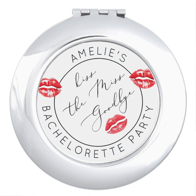 Kiss the Miss Goodbye Bachelorette party Compact Mirror (Front)