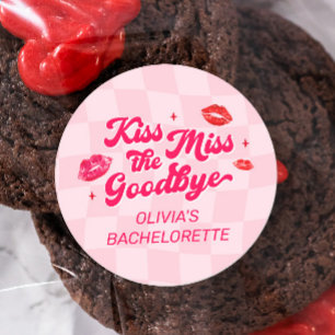 Kiss the Miss Goodbye Bachelorette Party Favor Classic Round Sticker