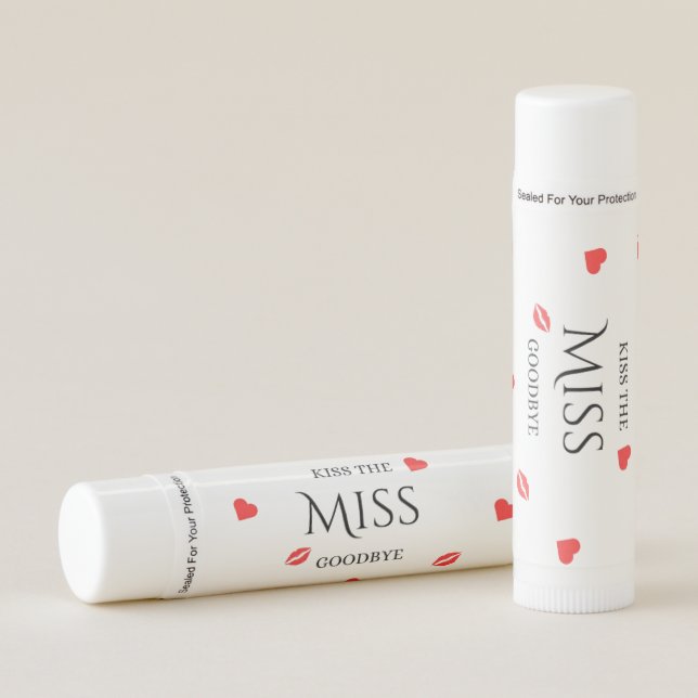 Kiss the Miss Goodbye Bachelorette Party Favors  Lip Balm (Front)