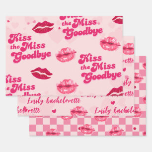 Kiss the miss Goodbye Bachelorette party gifts Wrapping Paper Sheets