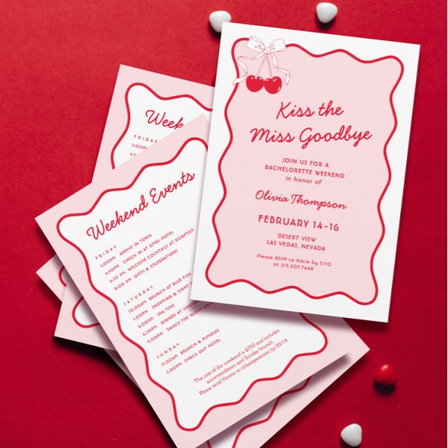Kiss the miss goodbye Bachelorette Party Invitation (Creator Uploaded)