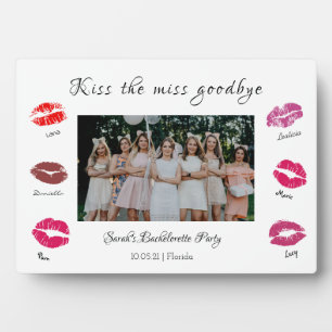 kiss the miss goodbye bachelorette party lips plaque