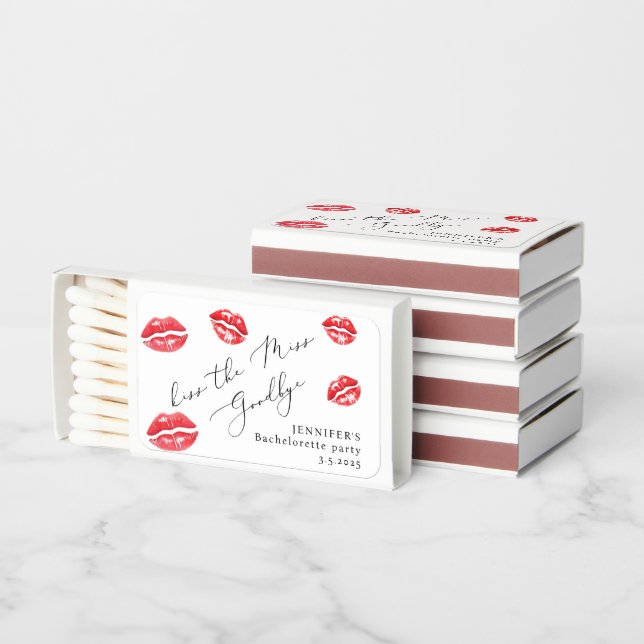 Kiss the Miss Goodbye Bachelorette party Matchboxes (Stacked)