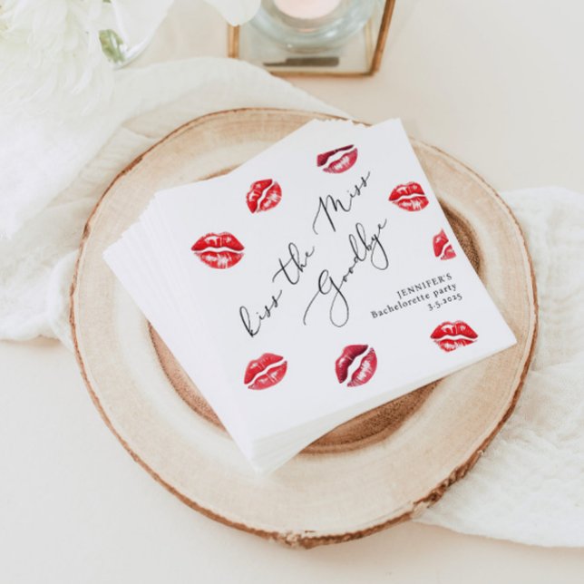 Kiss the Miss Goodbye Bachelorette party Napkins (Creator Uploaded)