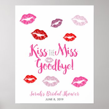 Kiss The Miss Goodbye Bridal Shower Game Guestbook by TheArtyApples at Zazzle