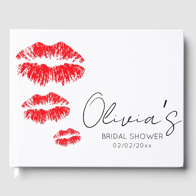 Kiss the miss goodbye bridal shower guest book (Front)