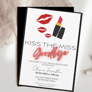 Kiss the miss goodbye bridal shower invitation