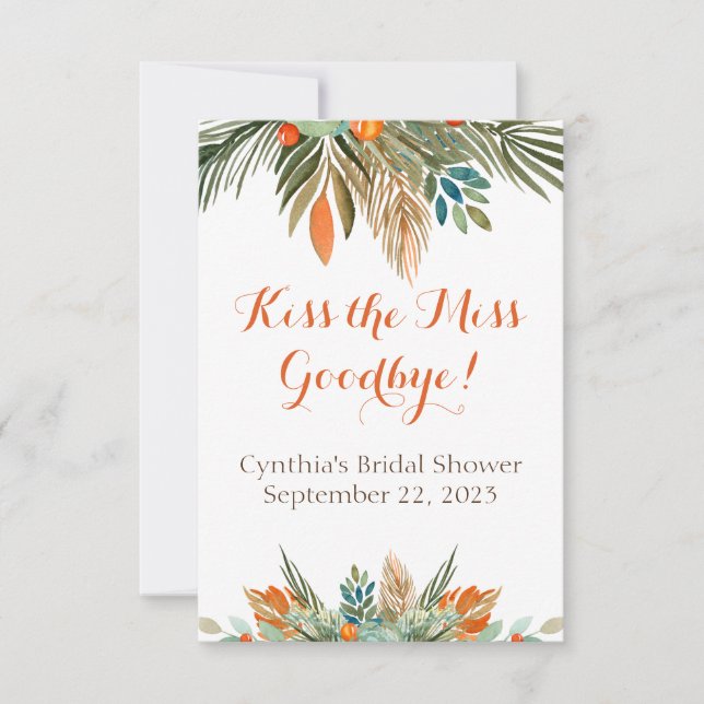 Kiss the Miss Goodbye Bridal Shower Lip Balm Favor Invitation (Front)