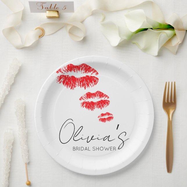 Kiss the miss goodbye bridal shower paper plates (Wedding)