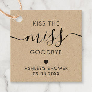 Kiss the Miss Goodbye Bridal Shower Tag, Kraft Favor Tags