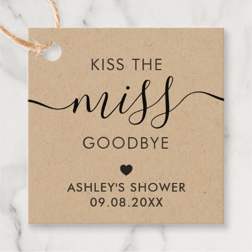 Kiss the Miss Goodbye Bridal Shower Tag Kraft Favor Tags