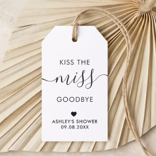 Kiss the Miss Goodbye Bridal Shower Tag, Kraft Gift Tags