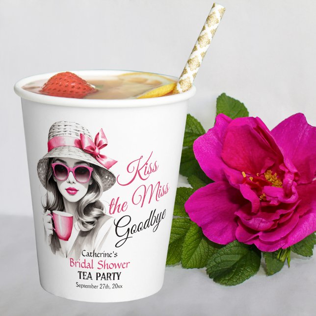 Kiss The Miss Goodbye Bridal Shower Tea Party Paper Cups (Creator Uploaded)
