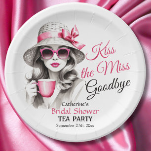 Kiss The Miss Goodbye Bridal Shower Tea Party Paper Plates