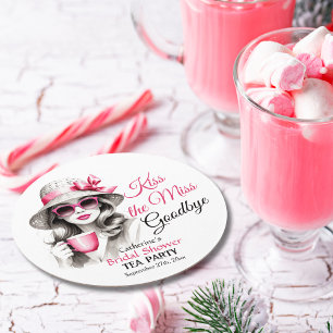Kiss The Miss Goodbye Bridal Shower Tea Party Round Paper Coaster