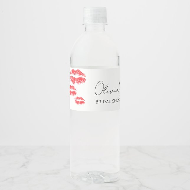 Kiss the miss goodbye bridal shower  water bottle label (Front)