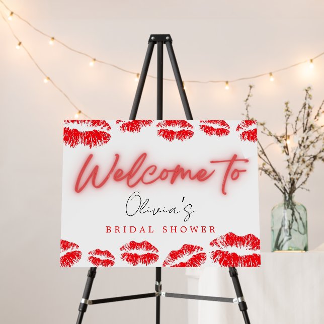 Kiss the miss goodbye bridal shower welcome sign (In Situ (Stand))