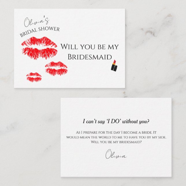 Kiss the miss goodbye bridesmaid proposal  note card (Front/Back)