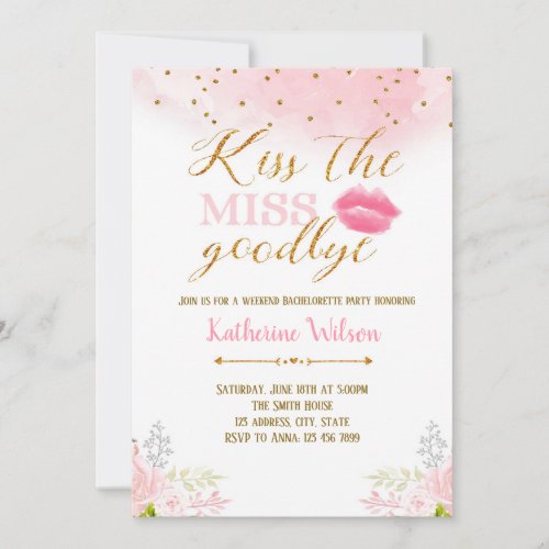 Kiss the miss goodbye invitation