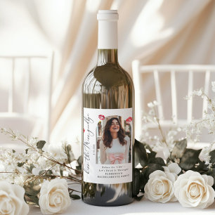 Kiss the Miss Goodbye Photo Chic Bachelorette Wine Label