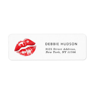 Kiss the Miss Goodbye Red Kiss Return Address Label
