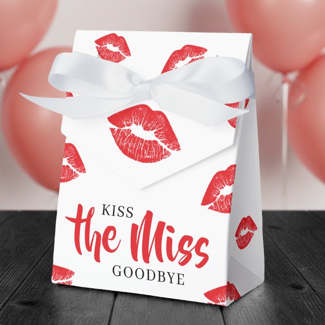 Kiss the Miss Goodbye Red Lip Bachelorette Party Favor Boxes (Creator Uploaded)