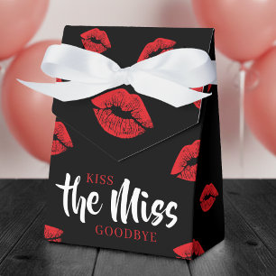 Kiss the Miss Goodbye Red Lip Bachelorette Party Favor Boxes