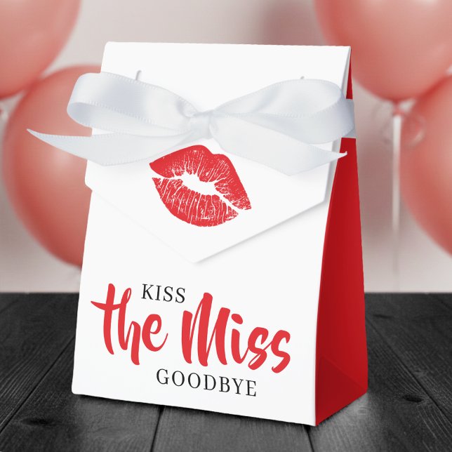Kiss the Miss Goodbye Red Lip Bachelorette Party Favor Boxes (Creator Uploaded)