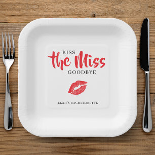 Kiss the Miss Goodbye Red Lip Bachelorette Party Paper Plates