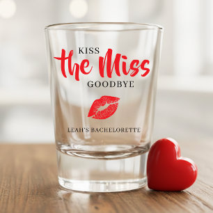 Kiss the Miss Goodbye Red Lip Bachelorette Party  Shot Glass