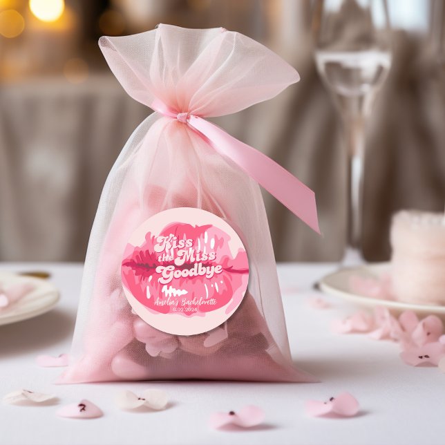 Kiss the miss goodbye Retro pink lips Sticker (Creator Uploaded)