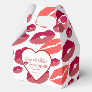 Kiss the misss goodbye valentine bridal shower favor boxes