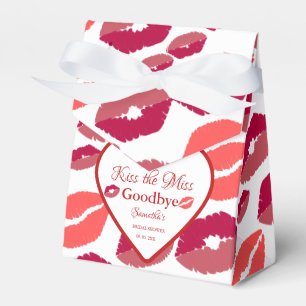Kiss the misss goodbye valentine bridal shower favor boxes