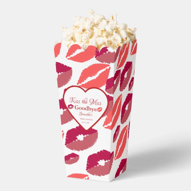 Kiss the misss goodbye valentine bridal shower favor boxes (Popped)