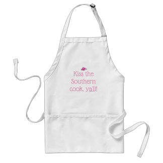 "Kiss the Southern Cook, Ya'll!" - Pink Heart Adult Apron