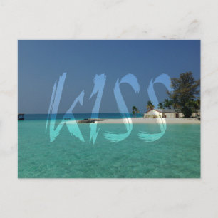 Kiss Transparent White Graffiti Postcard