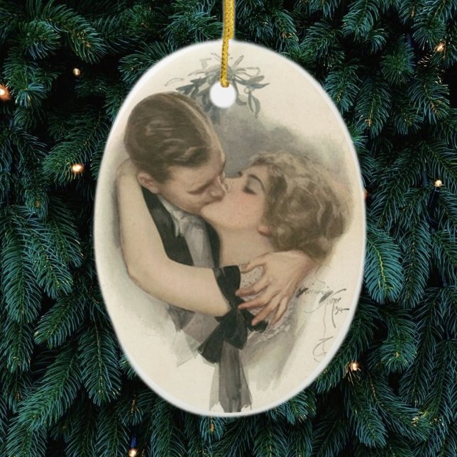 Kiss under the mistletoe ceramic ornament (Creator Uploaded)