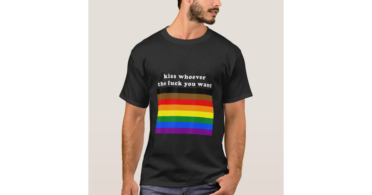Kiss Whoever You Want Gay Pride Tote Bag, Queer Rainbow Flag Tote