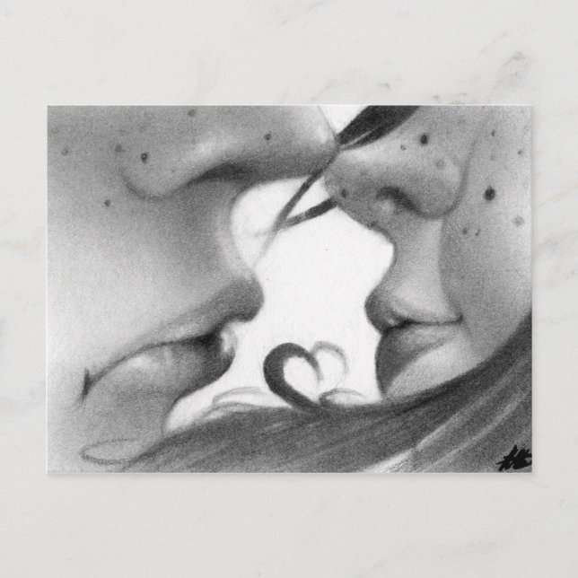 Kiss young couple postcard (Front)