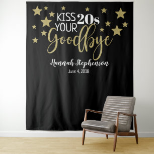 kiss your 20's goodbye 30th birthday party photo tapestry
