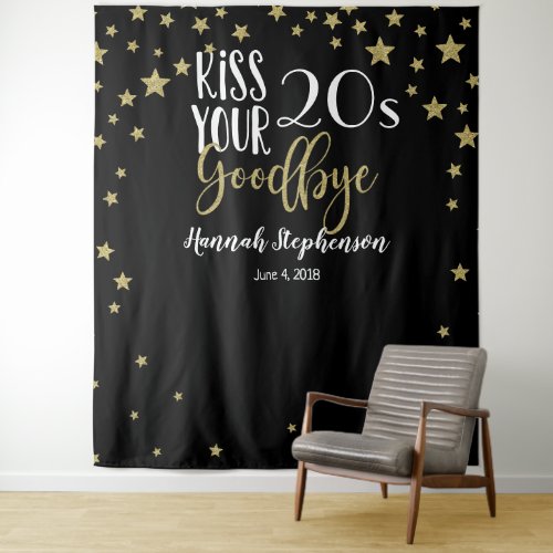 kiss your 20s goodbye photo prop virtual party tapestry