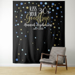 kiss your 30's goodbye 40th birthday party photo tapestry<br><div class="desc">Wedding backdrop,  photo prop,  custom background gold and black</div>