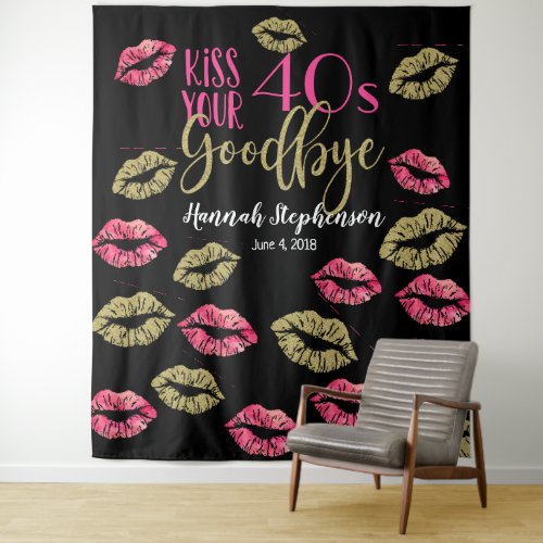 kiss your 40s goodbye photo prop virtual party tapestry