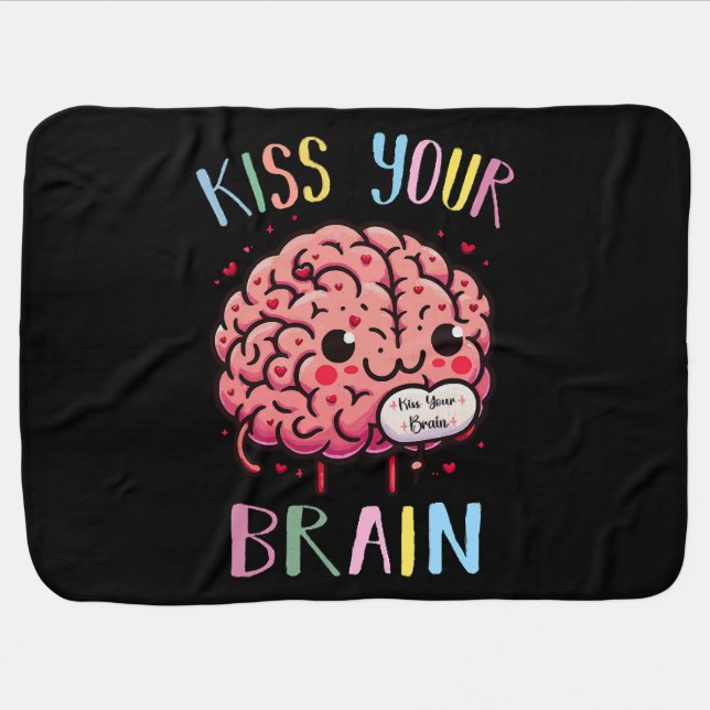 Kiss Your Brain Teacher Baby Blanket (Horizontal)