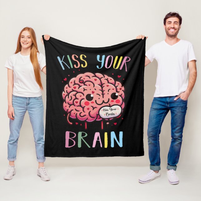 Kiss Your Brain Teacher Fleece Blanket (In Situ)